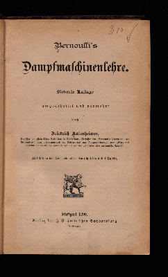 Vorschaubild von Bernoulli's Dampfmaschinenlehre