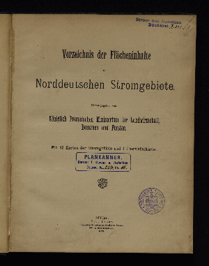 Vorschaubild von Verzeichnis der Flächeninhalte der Norddeutschen Stromgebiete