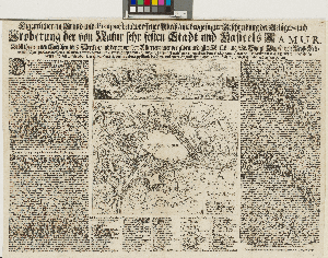 Vorschaubild von Eigentlicher im Grund und Prospect entworffener Abriß/ mit beygefügter Beschreibung der Beläger- und Eroberung der von Natur sehr festen Stadt und Casteels Namur