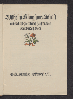 Vorschaubild von Wilhelm Klingspor-Schrift und Schrift-Zierat