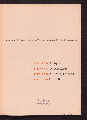 Vorschaubild von Tiemann Antiqua / Tiemann Antiqua-Kursiv / Tiemann Antiqua, halbfett / Tiemann Narziß