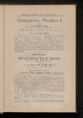 Vorschaubild von Biologische Studien I