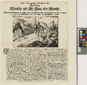 Vorschaubild von Die hart beängstigte/ aber durch tapffere Gegenwehr vertheidigte Vestung Rheinfels und St. Goar oder Gewehr/ Außführliche Beschreibung alles dessen/ was die Frantzosen bey währender Belagerung in dem verstrichenen 1692 Jahr verübet/ und wie sie endlich den 2 Jan. st. n. 1693 solche mit großem Verlust wiederumbverlassen