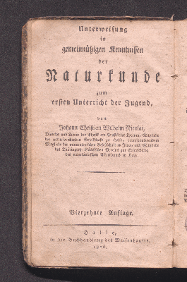 Vorschaubild von Johann George Hoffmanns, weiland Inspectors der deutschen Schulen des Waisenhauses, Unterricht von natürlichen Dingen oder Geschöpfen und Werken Gottes