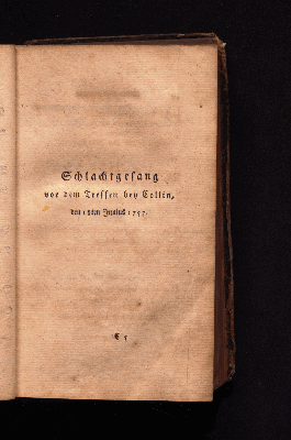 Vorschaubild von Schlachtgesang vor dem Treffen bey Collin, den 18ten Junius 1757.