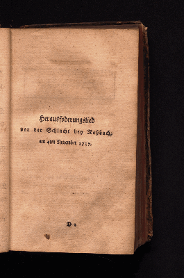Vorschaubild von Herausforderungslied vor der Schlacht bey Koßbach, am 4ten November 1757.