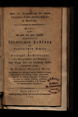 Vorschaubild von Ueber die Verwandelung der untern Lateinischen Classen gelehrter Schulen in Realclassen