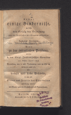 Vorschaubild von 18ten April 1821 ... der Rector und die Professoren des Gymnasiums