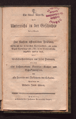 Vorschaubild von Ein kleiner Wunsch, den Unterricht in der Geschichte betreffend