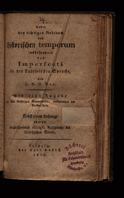 Vorschaubild von Ueber den richtigen Gebrauch der historischen temporum insbesondere des Imperfecti in der Lateinischen Sprache