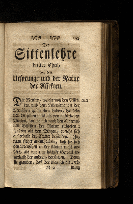 Vorschaubild von Der Sittenlehre dritter Theil, von dem Ursprung und der Natur der Affekten.