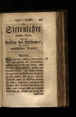 Vorschaubild von Der Sittenlehre fünfte Theil, von den Kräften des Verstandes, oder von der menschlichen Freyheit.