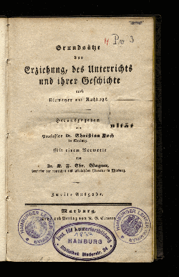 Vorschaubild von Grundsätze der Erziehung, des Unterrichts und ihrer Geschichte nach Niemeyer und Ruhkopf