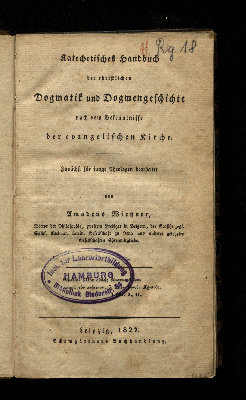 Vorschaubild von Katechetisches Handbuch der christlichen Dogmatik und Dogmengeschichte nach dem Bekenntnisse der evangelischen Kirche