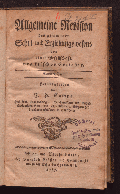 Vorschaubild von [Allgemeine Revision des gesammten Schul- und Erziehungswesens von einer Gesellschaft praktischer Erzieher]