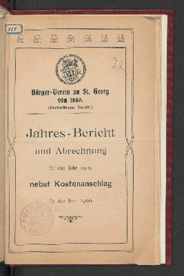 Vorschaubild von [Jahresbericht des Bürgervereins zu St. Georg von 1880 für das Jahr ...]