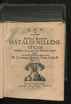 Vorschaubild von Ad perorandos h.e. breviter dicendos Natales Hellenisticos omnes, Augustei florem cupientes