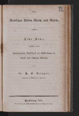 Vorschaubild von Des deutschen Volkes Werth und Würde