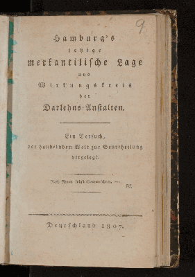 Vorschaubild von Hamburg's jetzige merkantilische Lage und Wirkungskreis der Darlehns-Anstalten