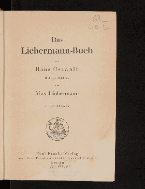 Vorschaubild von Das Liebermann-Buch
