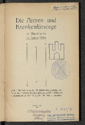 Vorschaubild von Die Armen- und Krankenfürsorge in Mannheim im Jahre 1905