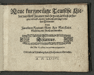 Vorschaubild von Neue kurtzweilige Teutsche Lieder, mit fünff stimmen, welche gantz lieblich zu singen, vnd auff allerley Instrumenten zugebrauchen