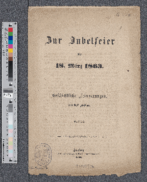 Vorschaubild von Zur Jubelfeier des 18. März 1863