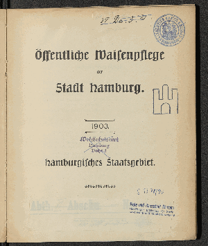 Vorschaubild von [Öffentliche Waisenpflege der Stadt Hamburg]