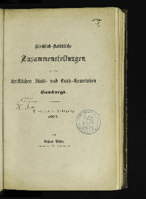 Vorschaubild von [Kirchlich-statistische Zusammenstellungen über die christlichen Stadt- und Land-Gemeinden Hamburgs]