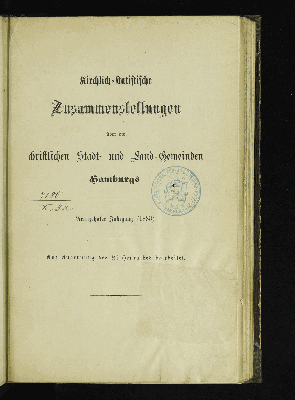 Vorschaubild von [Kirchlich-statistische Zusammenstellungen über die christlichen Stadt- und Land-Gemeinden Hamburgs]