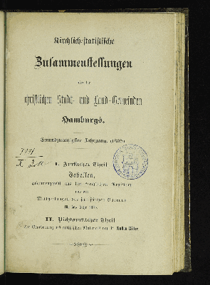 Vorschaubild von [Kirchlich-statistische Zusammenstellungen über die christlichen Stadt- und Land-Gemeinden Hamburgs]