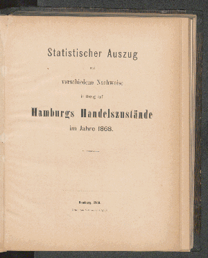 Vorschaubild von [Statistischer Auszug und verschiedene Nachweise in Bezug auf Hamburgs Handelszustände]