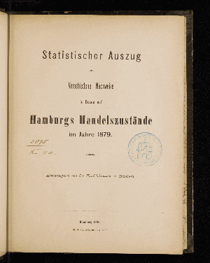 Vorschaubild von [Statistischer Auszug und verschiedene Nachweise in Bezug auf Hamburgs Handelszustände]