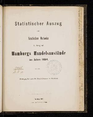 Vorschaubild von [Statistischer Auszug und verschiedene Nachweise in Bezug auf Hamburgs Handelszustände]