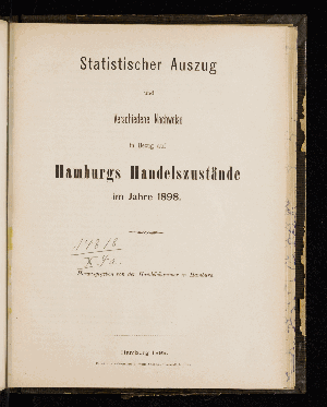Vorschaubild von [Statistischer Auszug und verschiedene Nachweise in Bezug auf Hamburgs Handelszustände]