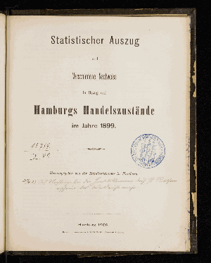 Vorschaubild von [Statistischer Auszug und verschiedene Nachweise in Bezug auf Hamburgs Handelszustände]