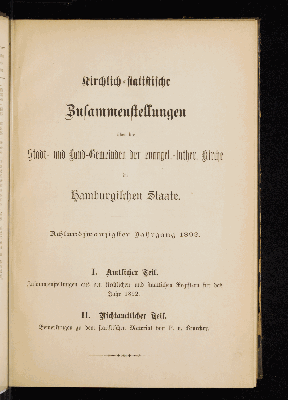 Vorschaubild von [Kirchlich-statistische Zusammenstellungen über die Stadt- und Landgemeinden der Evangelisch-Lutherischen Kirche im Hamburgischen Staate]