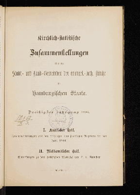 Vorschaubild von [Kirchlich-statistische Zusammenstellungen über die Stadt- und Landgemeinden der Evangelisch-Lutherischen Kirche im Hamburgischen Staate]