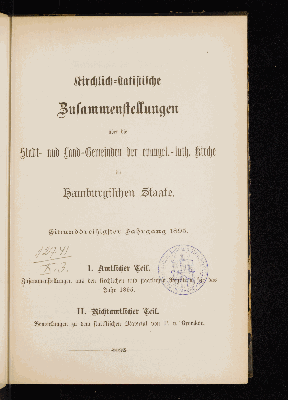 Vorschaubild von [Kirchlich-statistische Zusammenstellungen über die Stadt- und Landgemeinden der Evangelisch-Lutherischen Kirche im Hamburgischen Staate]