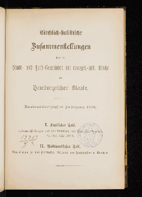 Vorschaubild von [Kirchlich-statistische Zusammenstellungen über die Stadt- und Landgemeinden der Evangelisch-Lutherischen Kirche im Hamburgischen Staate]