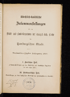 Vorschaubild von [Kirchlich-statistische Zusammenstellungen über die Stadt- und Landgemeinden der Evangelisch-Lutherischen Kirche im Hamburgischen Staate]