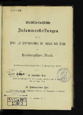 Vorschaubild von [Kirchlich-statistische Zusammenstellungen über die Stadt- und Landgemeinden der Evangelisch-Lutherischen Kirche im Hamburgischen Staate]