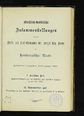 Vorschaubild von [Kirchlich-statistische Zusammenstellungen über die Stadt- und Landgemeinden der Evangelisch-Lutherischen Kirche im Hamburgischen Staate]