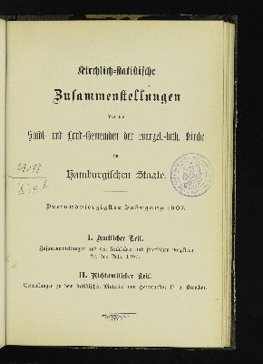 Vorschaubild von [Kirchlich-statistische Zusammenstellungen über die Stadt- und Landgemeinden der Evangelisch-Lutherischen Kirche im Hamburgischen Staate]