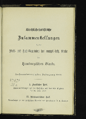 Vorschaubild von [Kirchlich-statistische Zusammenstellungen über die Stadt- und Landgemeinden der Evangelisch-Lutherischen Kirche im Hamburgischen Staate]