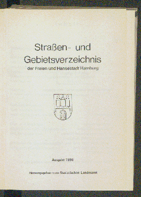 Vorschaubild von [Straßen- und Gebietsverzeichnis der Freien und Hansestadt Hamburg]