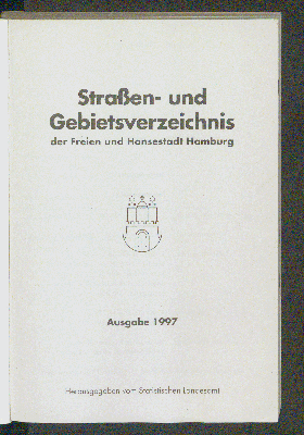 Vorschaubild von [Straßen- und Gebietsverzeichnis der Freien und Hansestadt Hamburg]