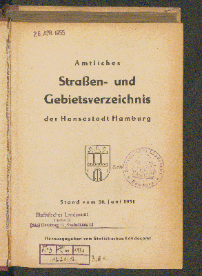 Vorschaubild von Amtliches Straßen- und Gebietsverzeichnis der Hansestadt Hamburg