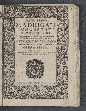 Vorschaubild von Madrigali Concertati A Dve E Tre Voci