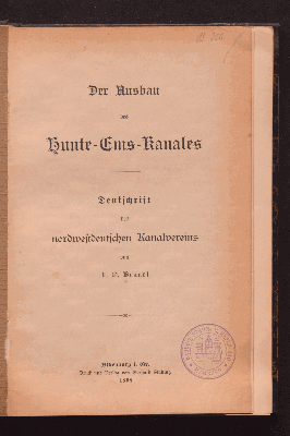 Vorschaubild von [Der Ausbau des Hunte-Ems-Kanales]